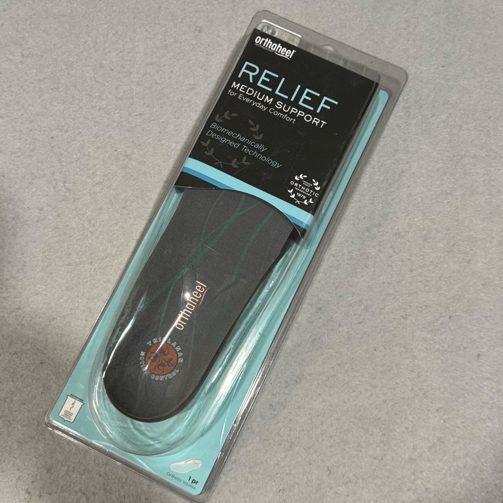 Orthaheel Relief Full Length Insoles Unisex Size M Medium Support 21RF08 Black